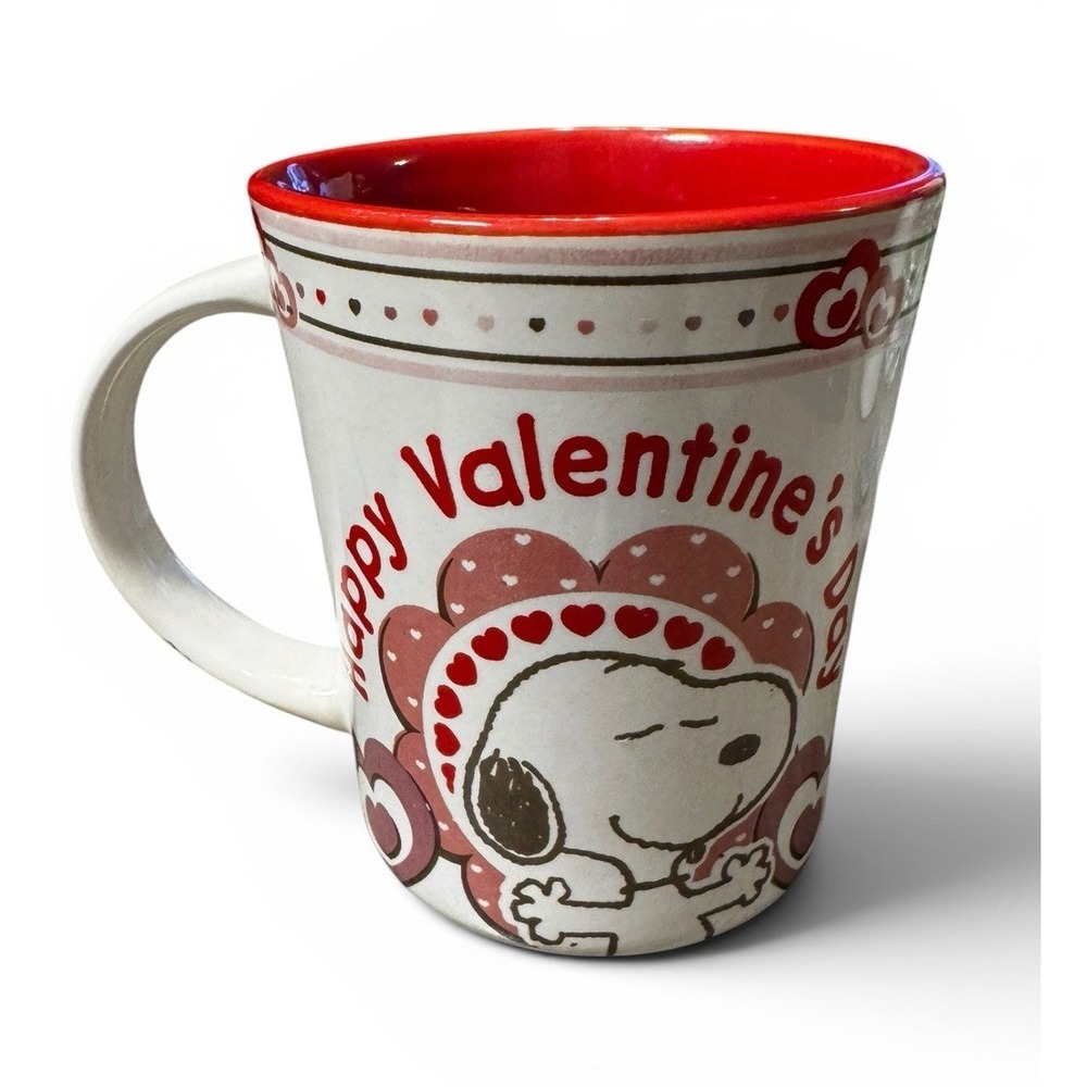 Peanuts Snoopy Happy Valentine's Day Coffee Mug‎ Red Interior 2011